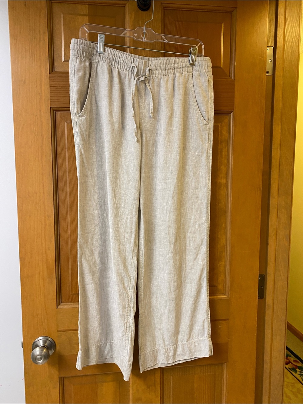 L.L. Bean Wide-Leg Drawstring Pants in Light Beige